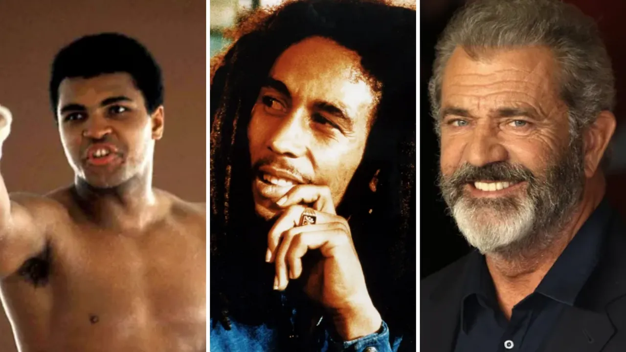 Muhamed Ali, Bob Marley, Mel Gibson