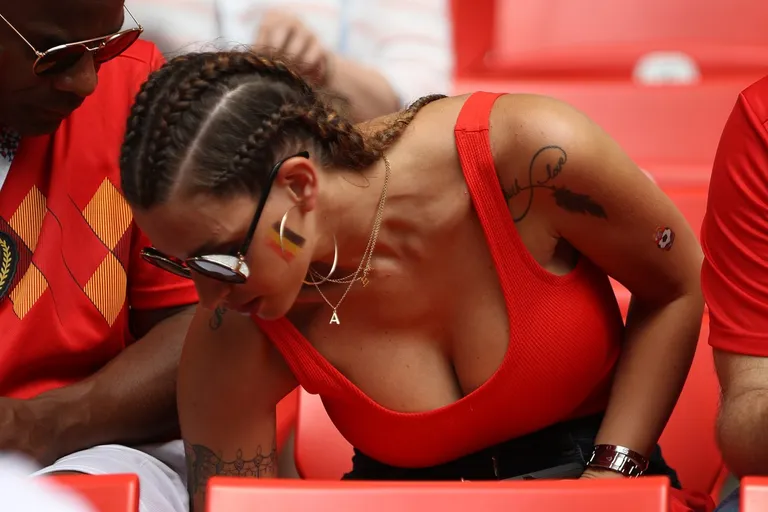 Axel Witsel's girlfriend Rafaella  at Belgium vs Tunisia - FIFA World Cup 2018