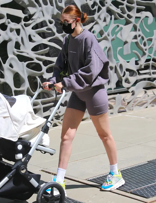 Gigi Hadid with her baby and Bella Hadid out in New York