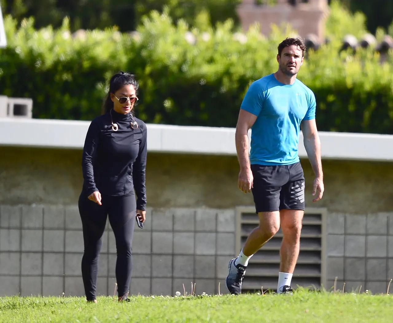 EXCLUSIVE: Nicole Scherzinger &amp; Thom Evans work up a sweat in an LA park on together!