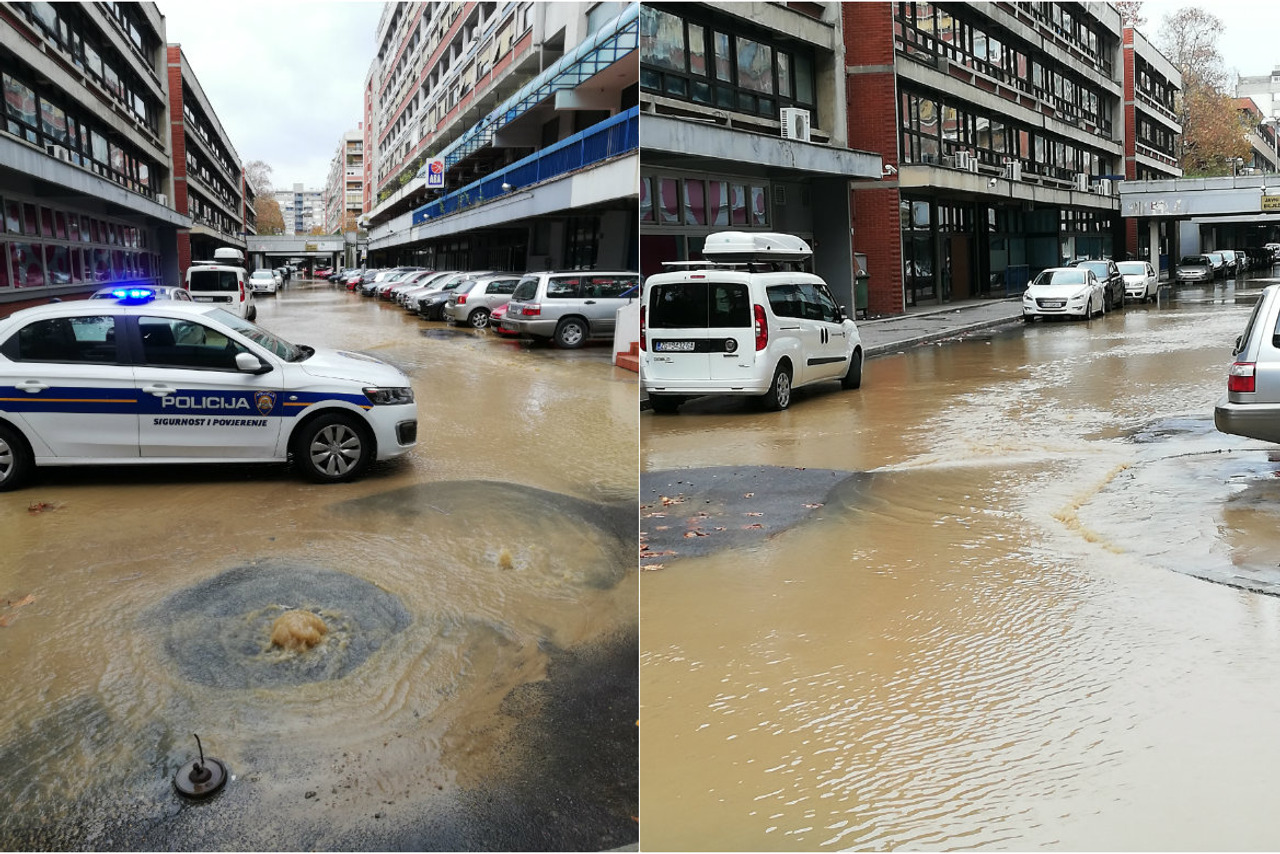 IZVANREDNA SITUACIJA U NOVOM ZAGREBU: Pukla vodovodna cijev u Sigetu i  poplavila cijelo parkiralište - Net.hr