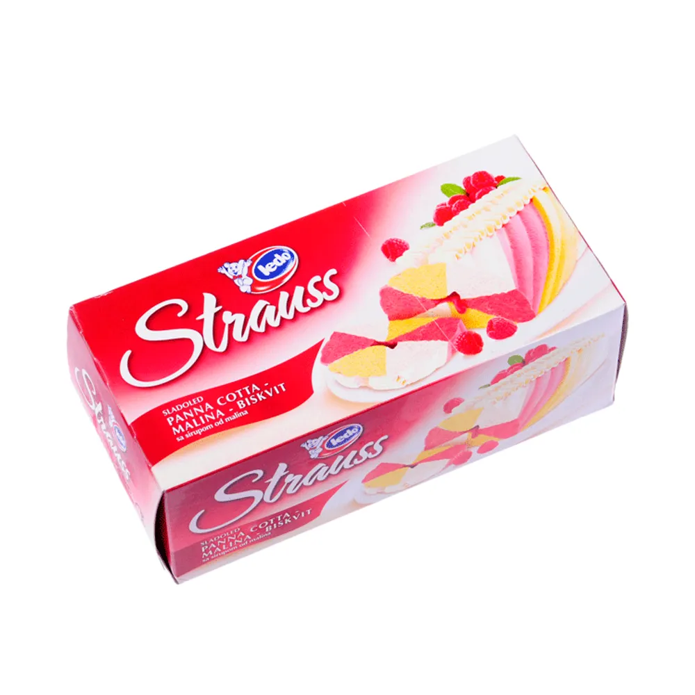 Sladoled Strauss malina/panna cotta/biskvit 600mL Ledo