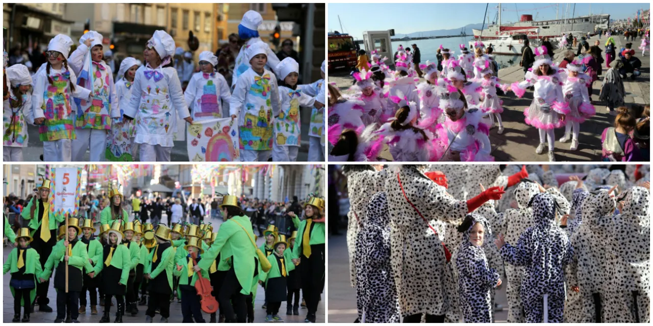 Šarenilo u srcu Rijeke: Više od 2500 mališana sudjelovalo je u karnevalskoj povorci