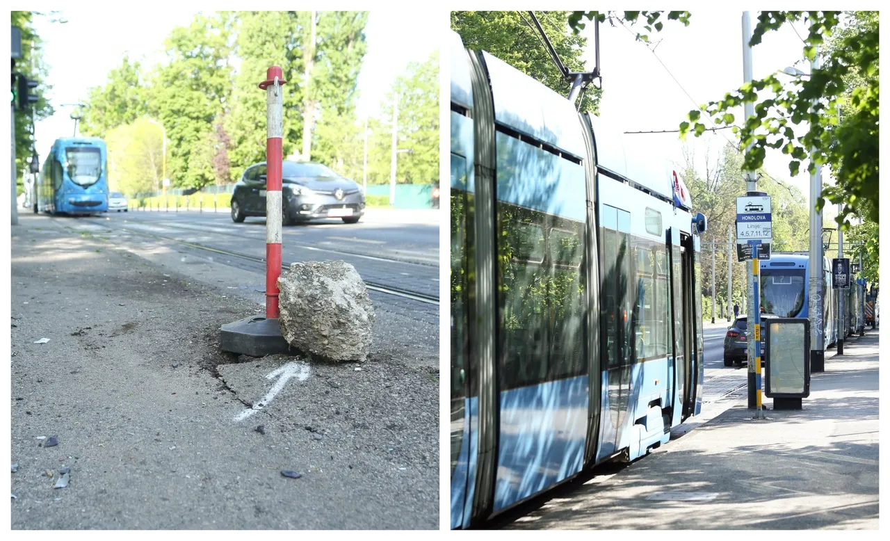 Prometna u Zagrebu: Zbog naleta automobila na rasvjetni stup došlo do obustave tramvajskog prometa