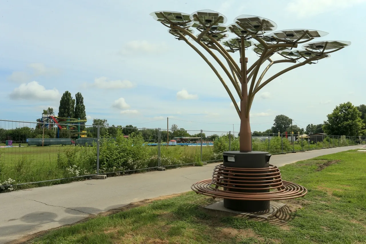 Osijek: Solarno stablo prolaznicima omogućuje punjenje elektroničkih uređaja