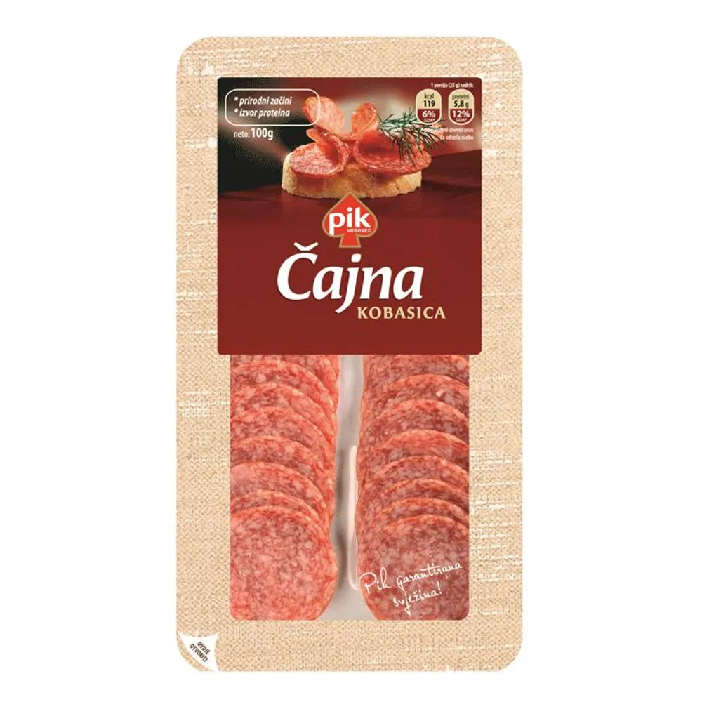 Čajna kobasica narezana 100 g Pik