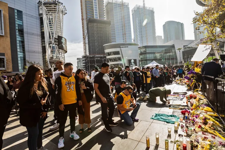 Fans of Kobe Bryant gather at L.A. Live