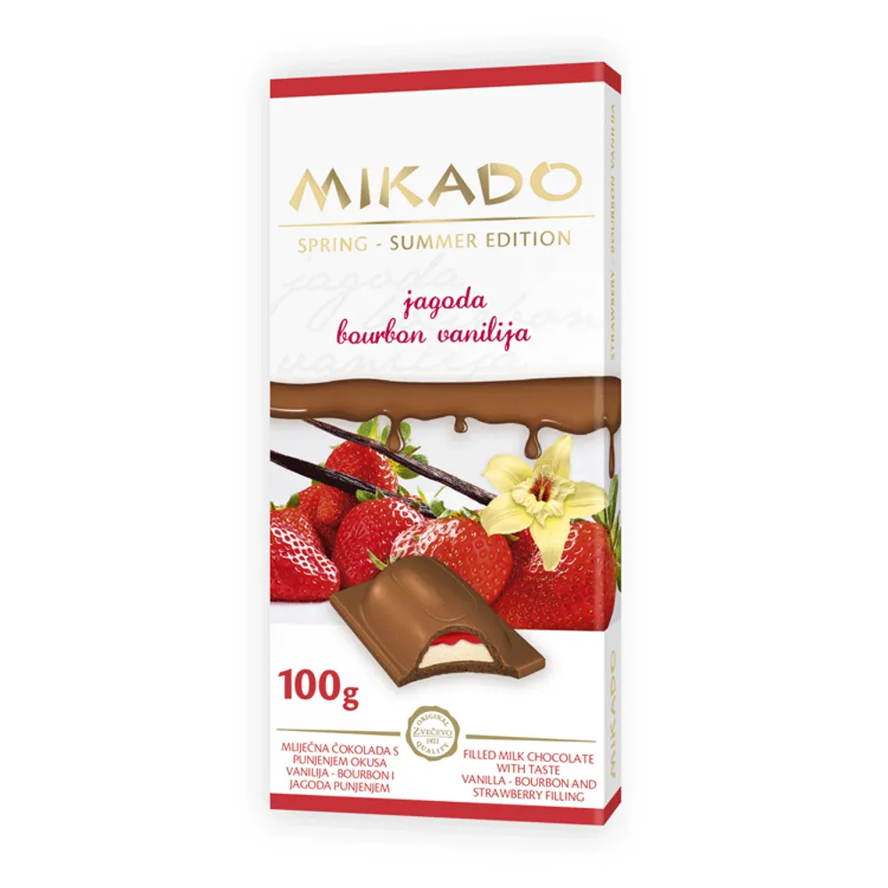 Čokolada Mikado burbon jagoda 100g