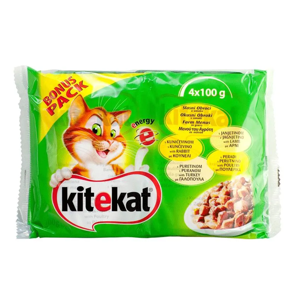 Kitekat slasni obroci vrećica 4x100 g