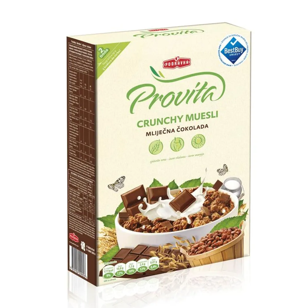 Provita muesli Crunchy mliječna čokolada 375 g Podravka