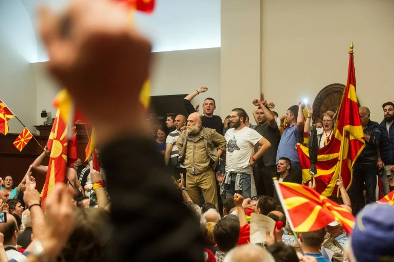 Skoplje, Makedonija, prosvjed, razbijene glave