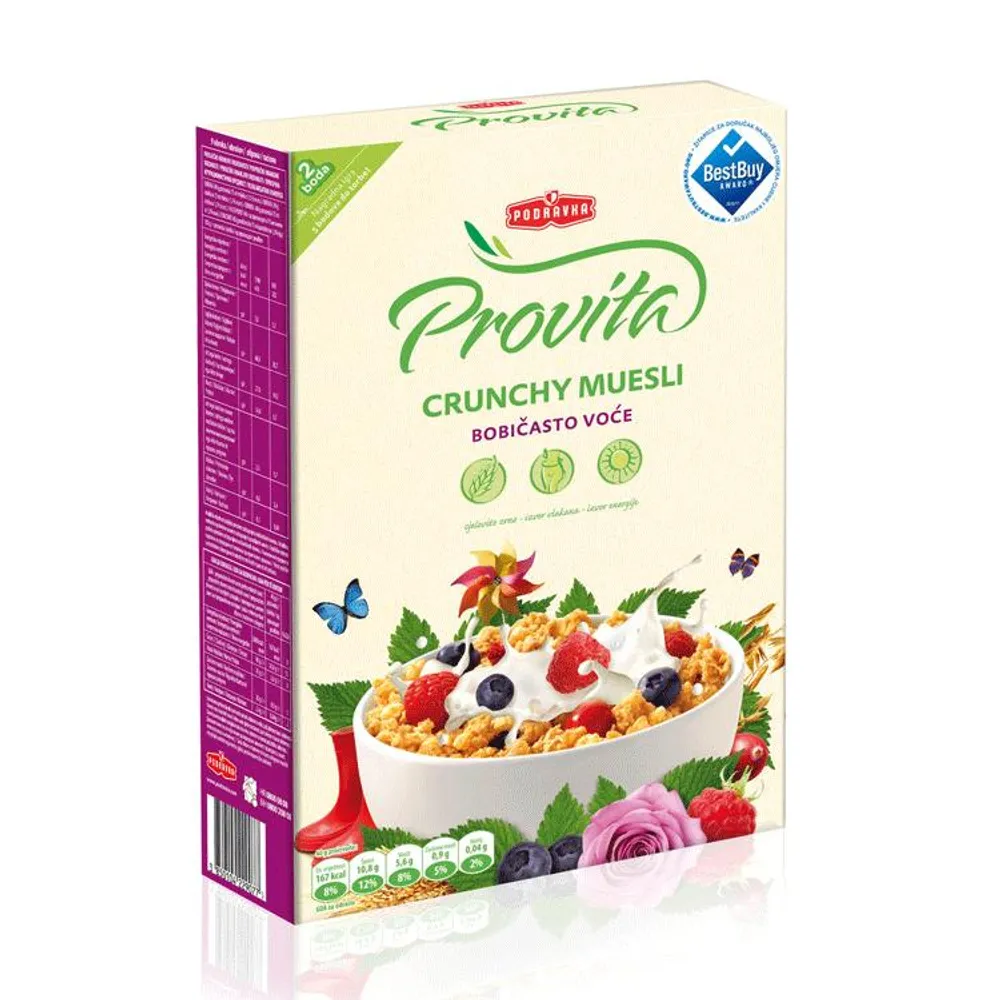 Provita muesli Crunchy bobićasto voće 375 g Podravka