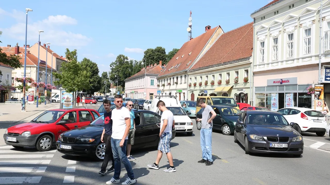 Karlovac: Automobilima zaustavili promet, policija snimala zaustavljene automobile