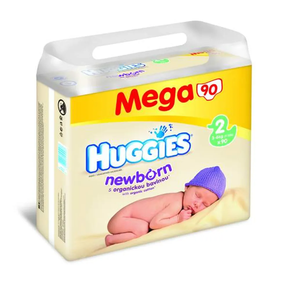 Huggies Newborn Mega 2 Organic pelene 3-6 kg 90 komada