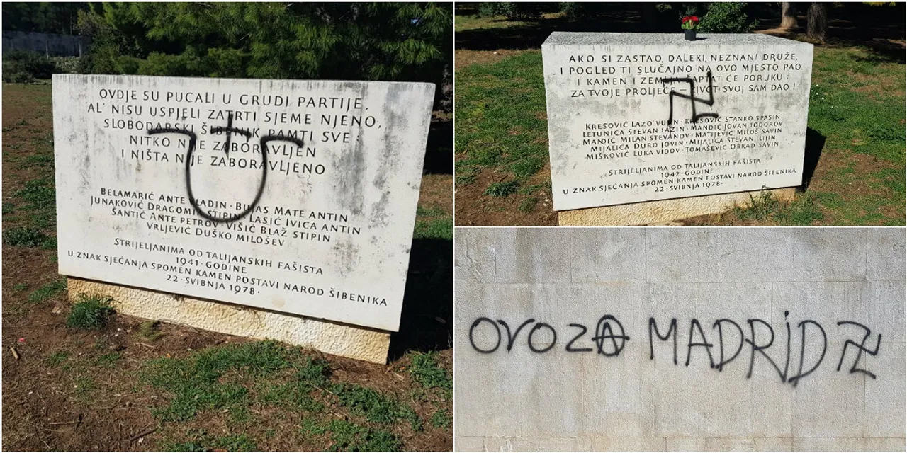U Šibeniku osvanuli novi fašistički grafiti: Oskvrnuti spomenici strijeljanim žrtvama antifašista