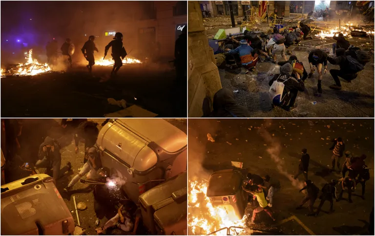 Šokantni prizori iz Barcelone: Barikade, zapaljeni kontejneri, porušene ograde, cigle, požari...