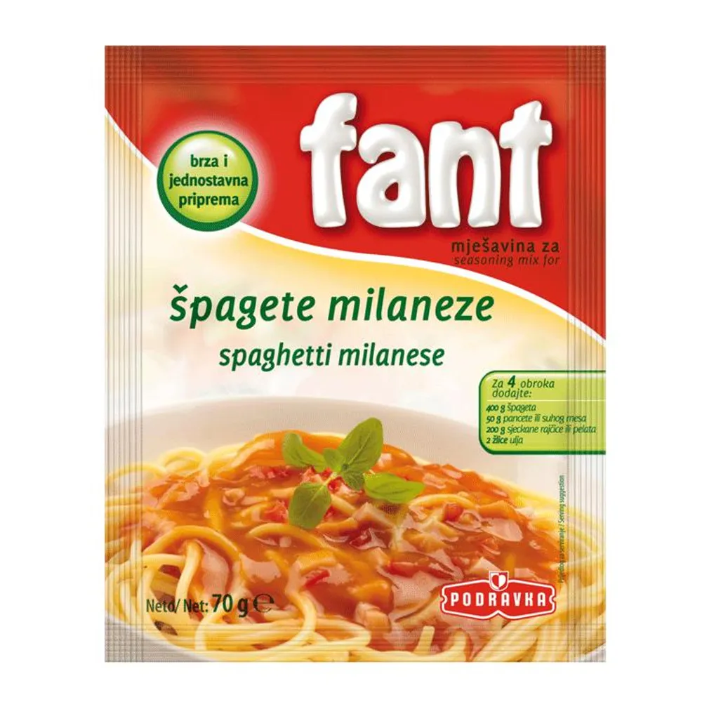 Fant za špagete milaneze 70 g Podravka