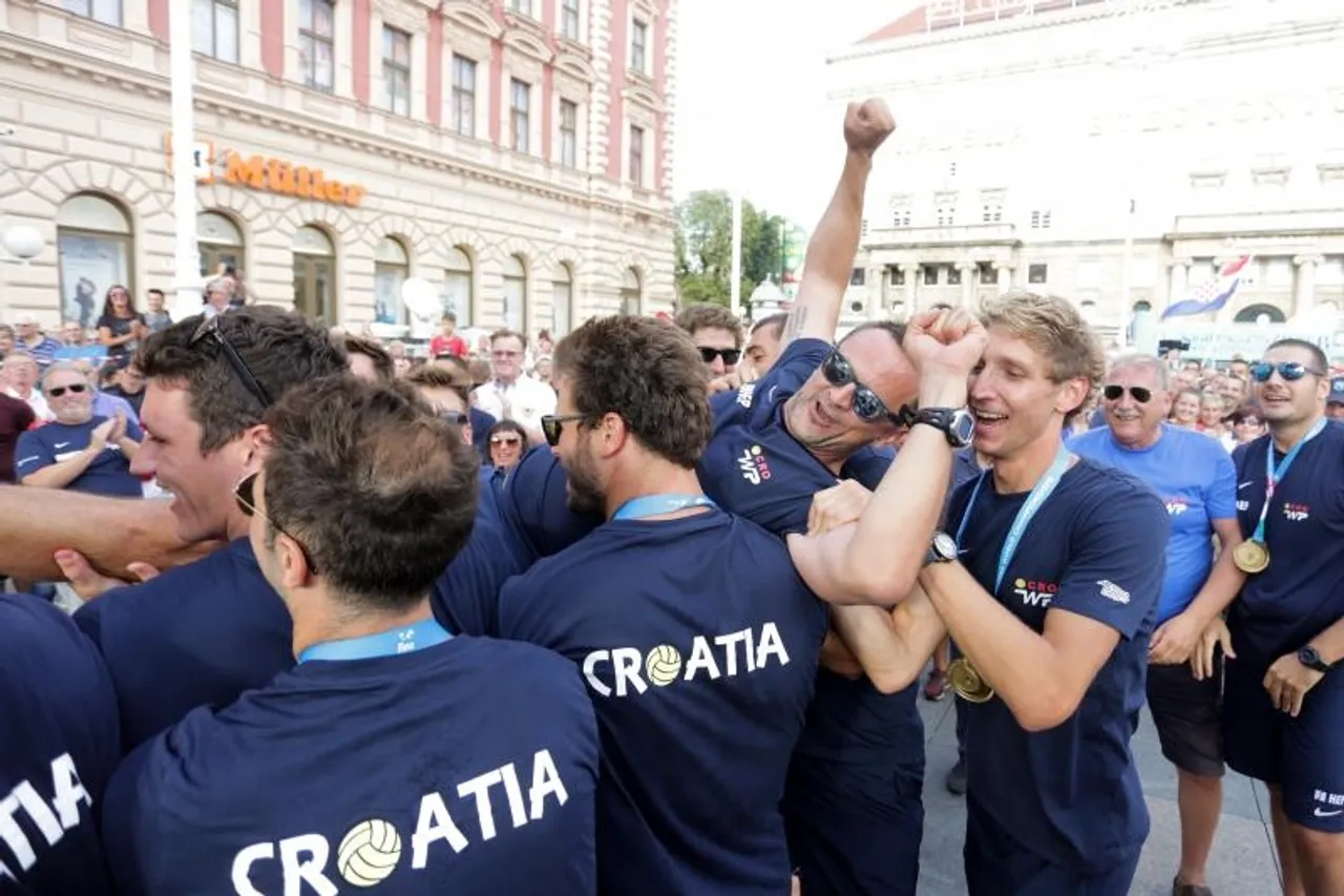 Doček hrvatskih vaterpolista u Zagrebu