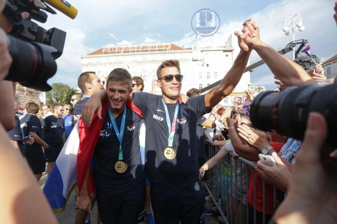 Doček hrvatskih vaterpolista u Zagrebu