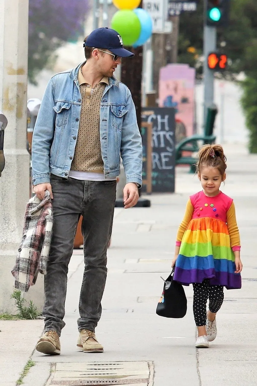 *EXCLUSIVE* Ryan Gosling takes his little rainbow Esmeralda out for a stroll in Los Angeles