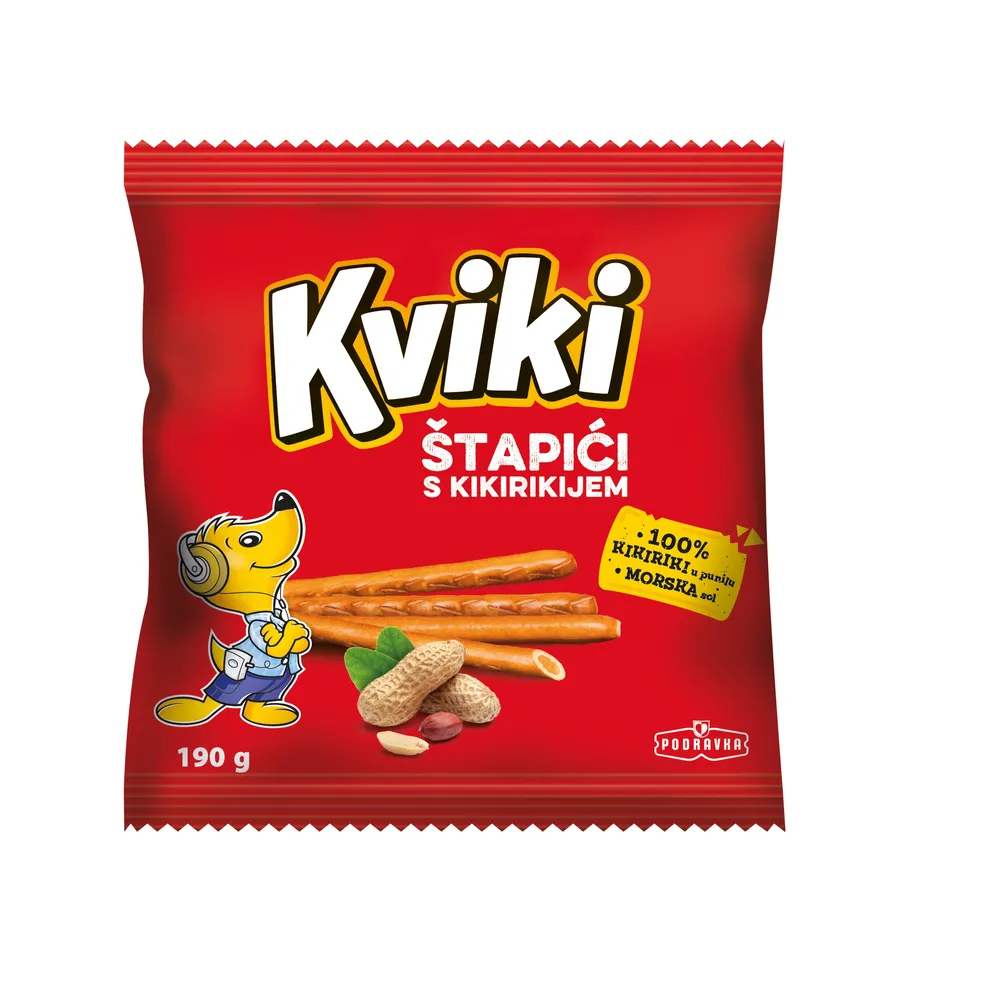 Kviki štapići s kikirikijem 190 g Podravka