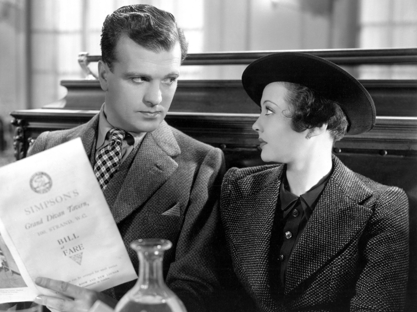John Loder and Sylvia Sidney in Sabotage (1936, dir. Alfred Hitchcock)