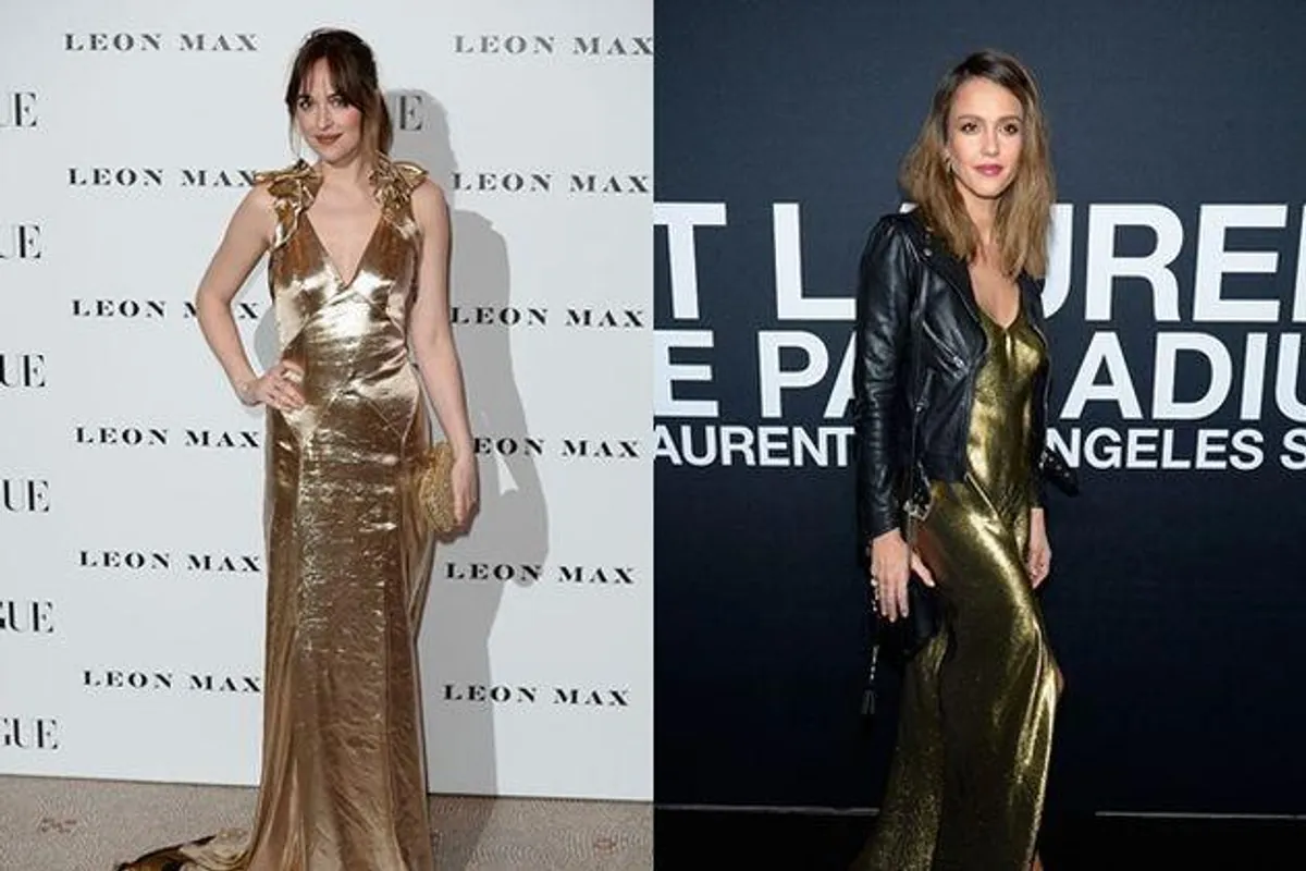 Jessica Alba i Dakota Johnson u zlatnim haljinama: Čiji vam je styling bolji?